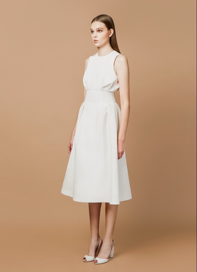 SOLD OUT - OFF WHITE GROSGRAIN MIDI DRESS